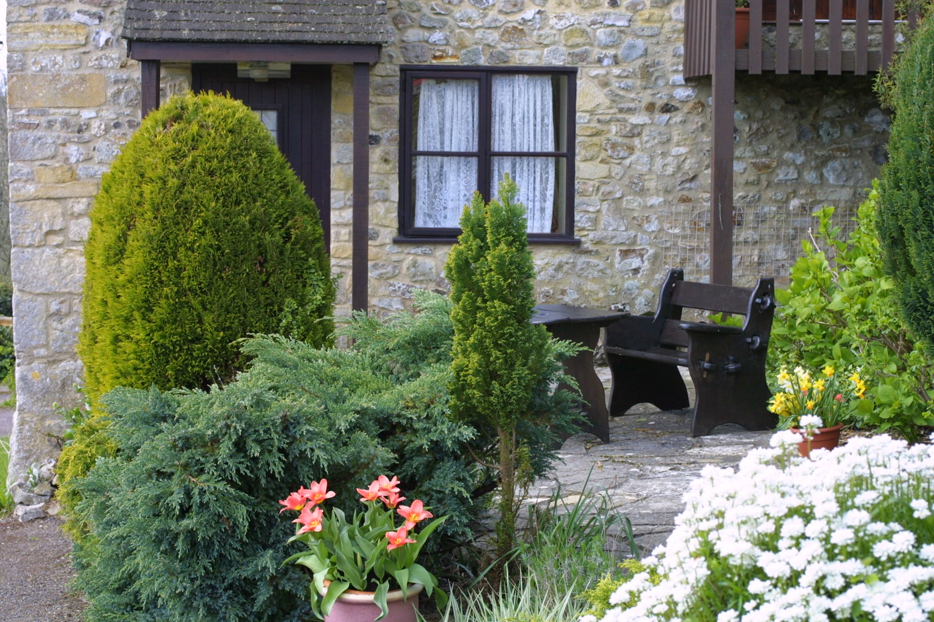 Front door and bench of Kingfisher